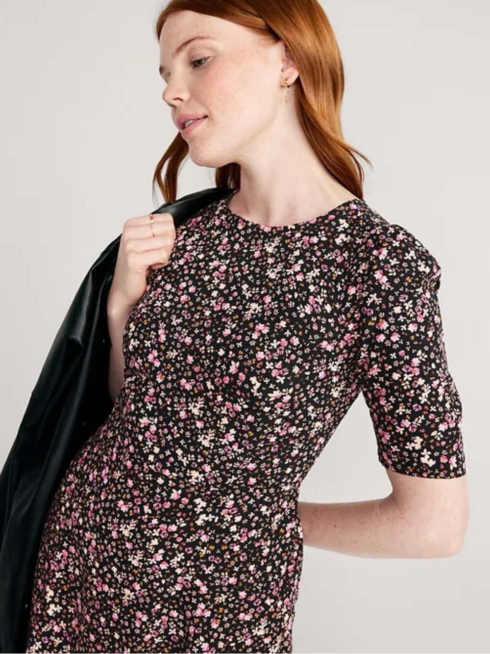 Old Navy Black Mini Dress with Pink Floral Print - Picture 2 of 9
